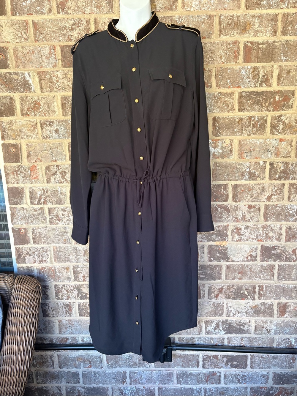 LAUREN Ralph Lauren Georgette Napoleon Dress Navy Size 14
